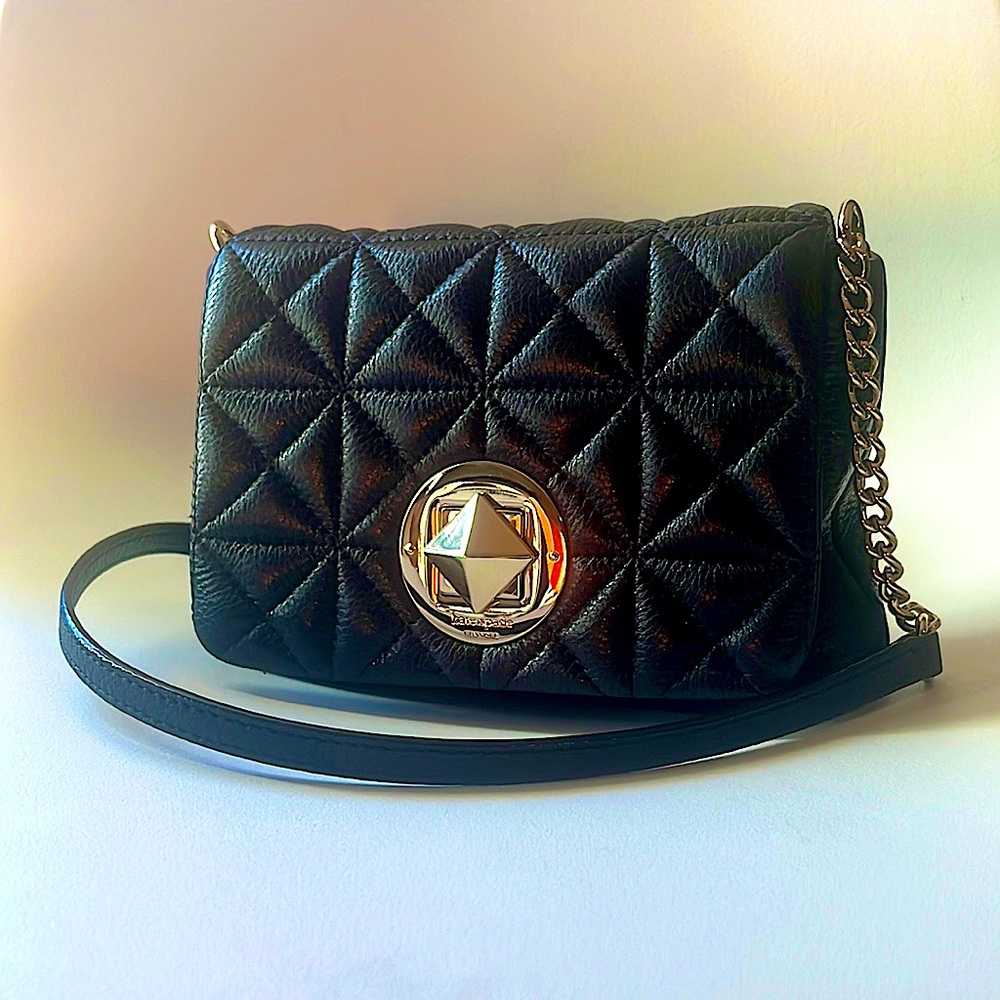 kate spade Black Leather Quilted Crossbody Bag